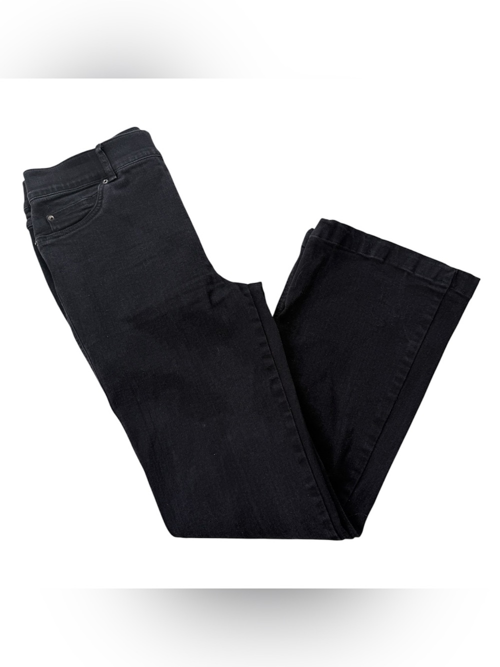 Spanx Flare Jeans Womens Sz Large Black Pull On Stretch High Rise Denim 20326R